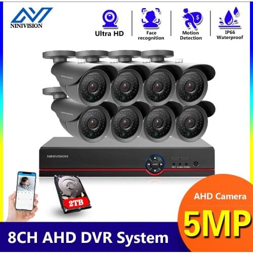 Face Recognition 5MP Security Camera System 8CH AHD DVR Kit 4/8PCS 5MP HD Outdoor CCTV Camera P2P Video Surveillance System Set