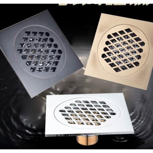 10x10cm Drain Pipe Brass Bathroom Kitchen Floor Drain Cover Filter Deodorant Honeycomb Large Displacement Floor Drain Drainage