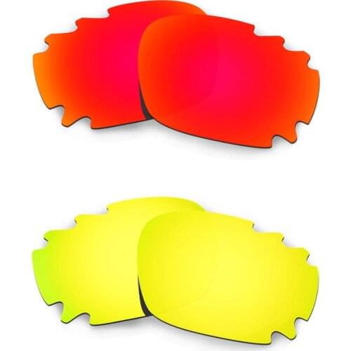HKUCO For Jawbone-Vented Sunglasses Replacement Polarized Lenses 2 Pairs - Red & Gold