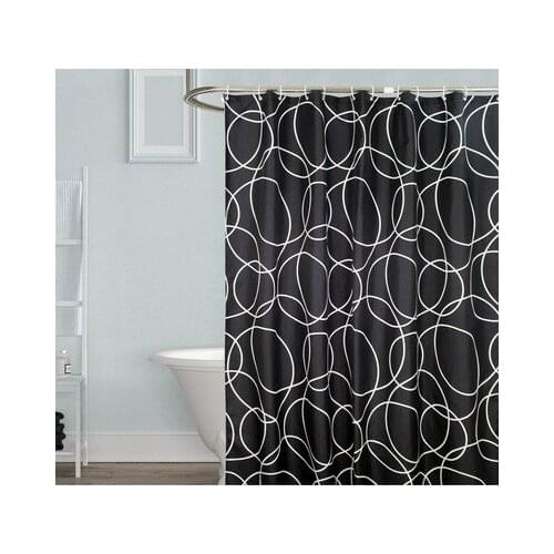 Modern Balck Line Waterproof Shower Curtains Polyester Fabric Bath Curtain For Bathroom High Quality Bathroom Curtain