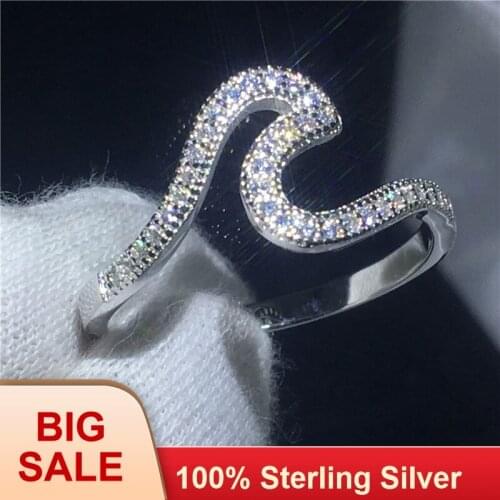 Unique Promise ring 100% Real Soild Silver color Jewelry AAAAA Zircon cz Engagement wedding band rings for women men