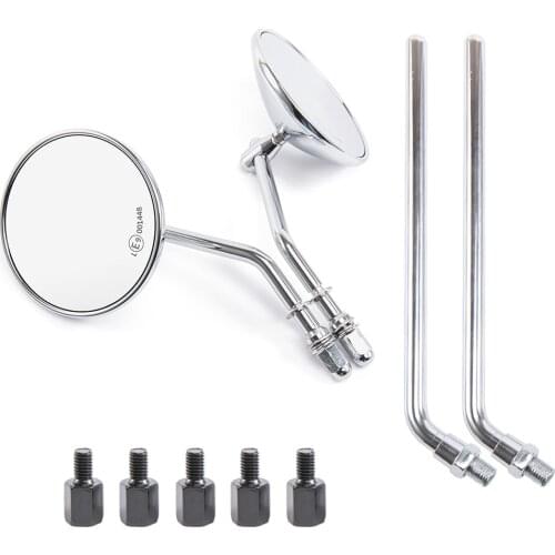 Universal 4" Round Retro Motorcycle Rearview Side Mirrors 8mm 10mm for Harley Cruiser Chopper Cafe Racer Old School Bobber