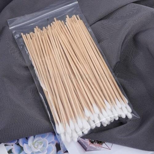 100Pcs Swabs 6'' Long Wood Handle Sturdy Cotton Applicator Swab Q-tip Drop Shipping