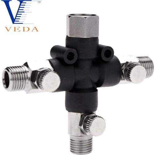 VEDA 3-Way Airbrush Air Hose Splitter Manifold Airbrush Accessories Multi Use Airbrush Fittings 1/8" with Adjust Knob Valve