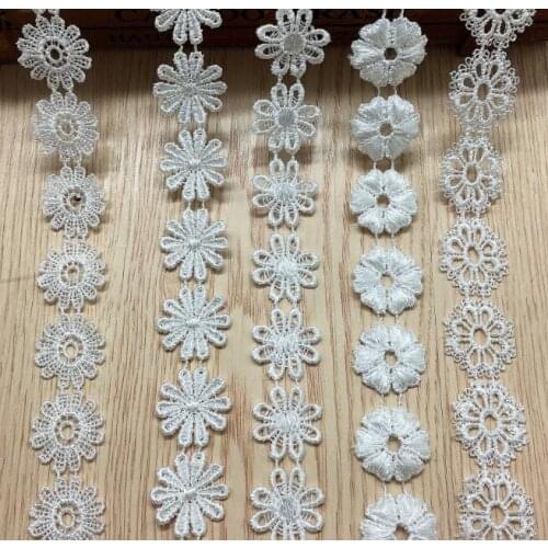 15 Yards White Daisy Flower Lace Trim Water Soluble Lace for Curtain Sofa Edge Decoration