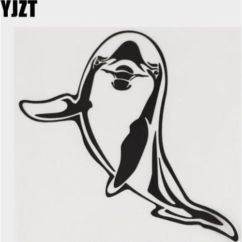 YJZT 14.2CM×14.1CM Dolphin Marine Animal Decal Car Sticker Vinyl Black/Silver 18A-0213