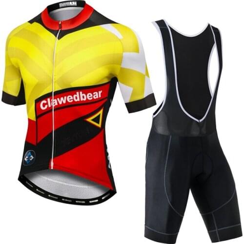 YOCENE Men Unique Yellow Printing Soft Bike Clothing Triathlon Shorts Sleeve Wear Summer Motorbike Sports Set