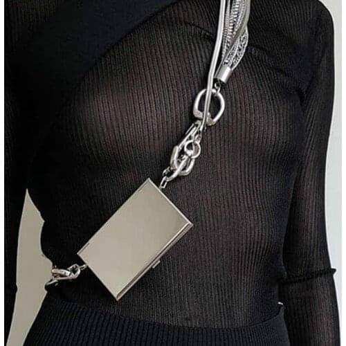 Women bag 2020 new Metallic Flap Chains Fashion Hasp Mirror Shoulder Bags Euro-America style luxury designer bags night club