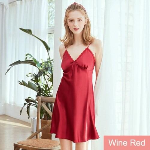 Women Sexy Lingerie Dress Silk Sleepwear Lace Patchwork A-Line Sleeveless Nightgown Sleepwear Ladies Summer Mini Nightdress