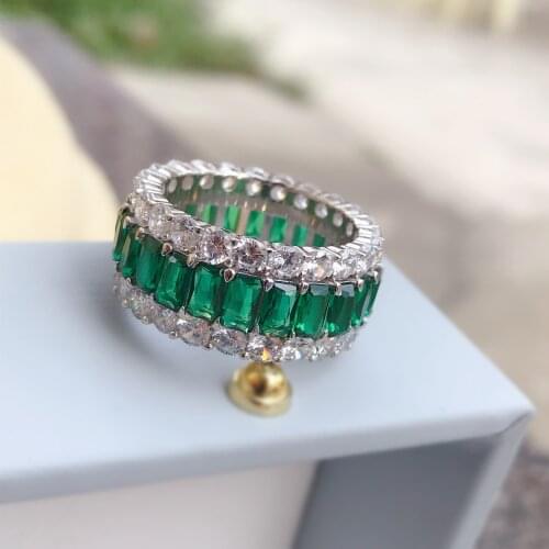 100% 925 Sterling Silver Emerald Ring Womens Anniversary Party High Jewelry Wholesale