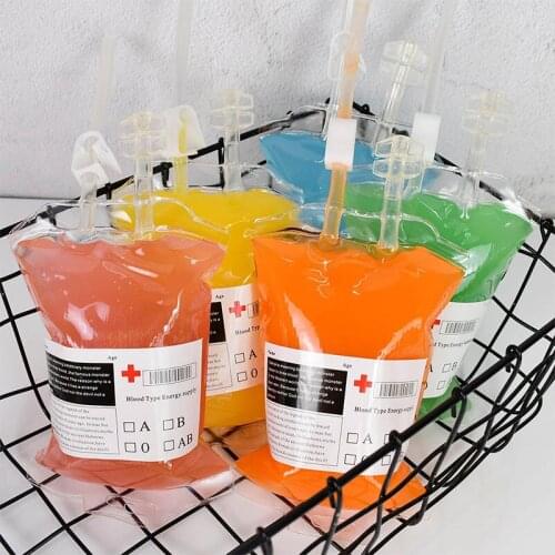 3PCS Halloween Cosplay Party Drink Container Drink Bag Juice Blood Drinking Bag Transparent Plastic Bag Decoration Props Supplie