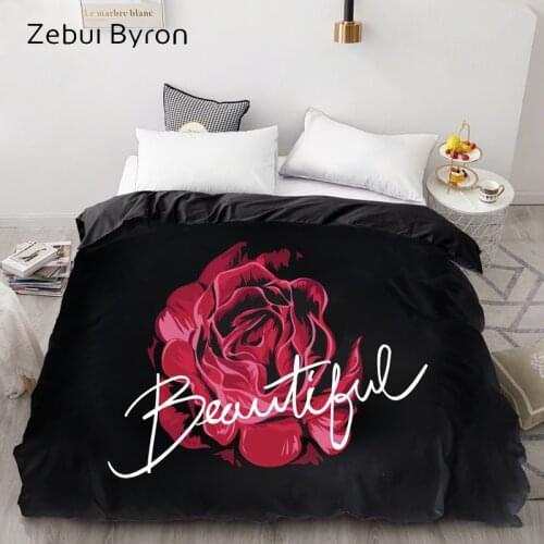 3D HD Print Custom Duvet Cover,Comforter/Quilt/Blanket case 140x200/220x240/200x200/Queen/King,Bedding Black Rose,drop ship