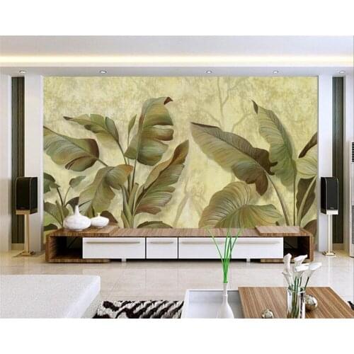 Beibehang 3D Wallpaper Oil Painting Handmade Banana Leaf TV Background Wall Decorative Painting Living Room Bedroom Mural photo