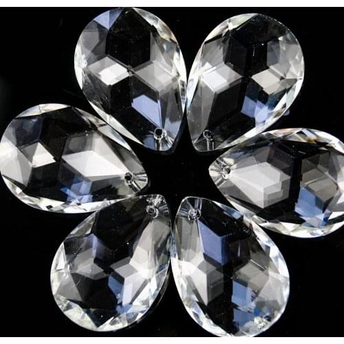 40mm Crystal Drop Iridescent Pendant Loose Beads Teardrop Drilled Gemstone For Wedding Decor Diy Craft Lamp Jewelry Chandelier