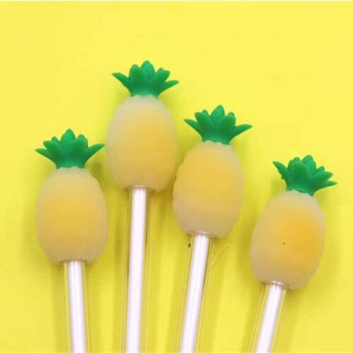 48PCS Fruit Pineapple Discoloration Gel Simulation Pineapple Gel Pen in Case of Light-Induced Discoloration Quick-Drying Ink Pen