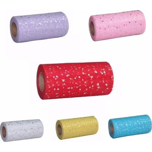 6*25 yards heart sequin tulle fabric glitter tulle party wedding decoration girl baby tutu fabric 6 colors in stock free shippi