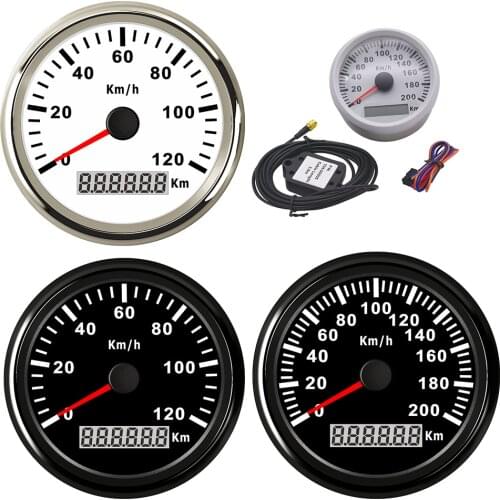 85mm GPS Speedometer Gauge Waterproof Car Truck Boat Motor Auto Tacho Gauge 120km/h 200km/h Tachometer 9-32V with GPS Antenna