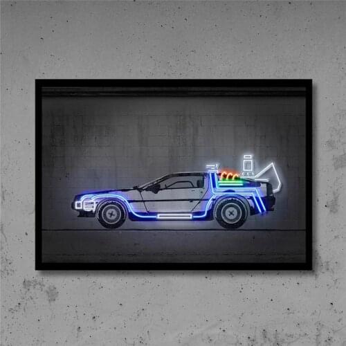 Vehicle Car Art Print Neon Posters Back To The Future Street Graffiti Wall Art Canvas Nursery Poster Boy Gifts Home Decoration
