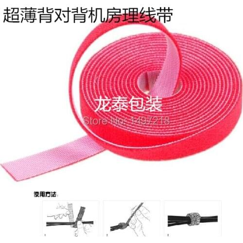 Freeshipping 5cmx5m/roll ultra thin magic tape cable tie nylon strap Power Wire Management Magic Tape Sticks Hook & Loop Tape