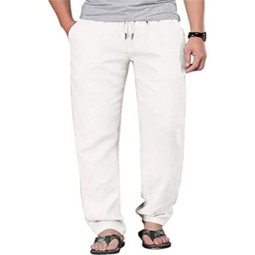 2021 S-3XL New Mens Cotton Linen Pants Male Summer Breathable Solid Color Linen Trousers Fitness Streetwear