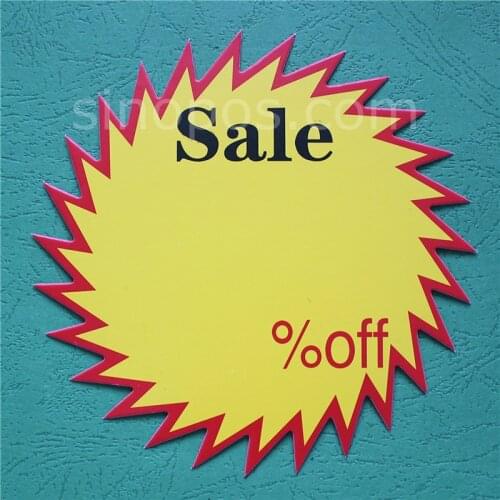 Burst Sale Sign, store shop price reduction percentage % off discount paper card signs POP promotional tag advertising ticket