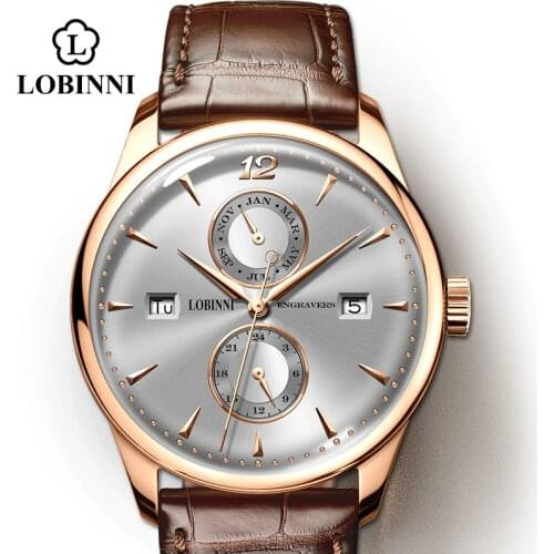 LOBINNI Watch Men Seagull Automatic Mechanical Movement Luxury Switzerland Brand Mens Watches Sapphire Waterproof relogio