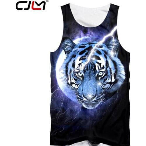 CJLM 2018 Fashion 3D Tank Tops Men Conventional Sleeveless Vest Cool Flashing Tinger 3D Print Bodybuilding Fitness Undershirts