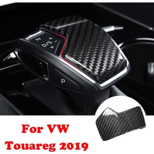 For Volkswagen VW Touareg 2019 Gear Shift Knob Cover Carbon Fiber Car Sticker Moulding Trim Left Hand Drive Only