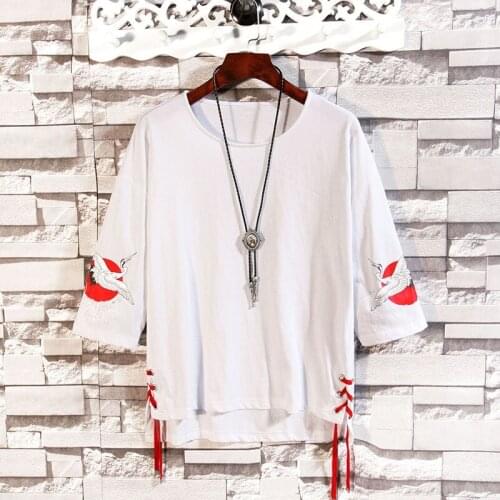 Asian Streetwear Print Oversize Men T-Shirt Harajuku Summer Chinese Style Male T-Shirts Fashion Loose Short Sleeve T-Shirt 30319