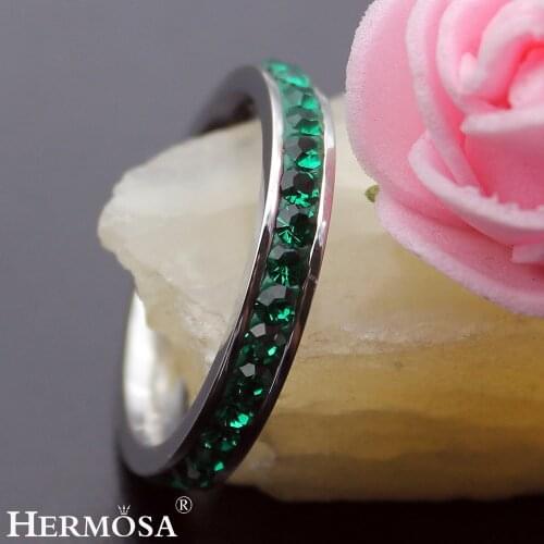Hermosa Promotion Shiny Round Green Tourmaline Hermosa Jewelry Ring New Hot Party Rings For Women Size 7# 8