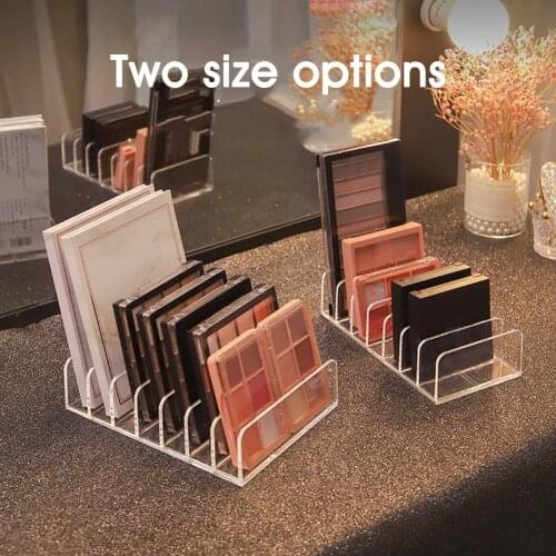 2 Sizes Cosmetics Organizer Eyeshadow Palette Storage Holder Plastic 7 Slots Transparent Makeup Palette Holder Desktop Organizer