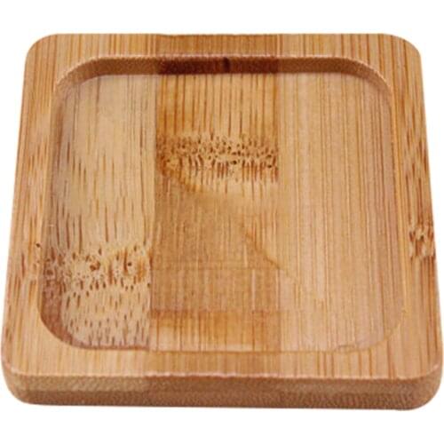 Square Tray Flowerpot And Bamboo Saucer Cup Mat Planter Pot Coaster 2pcs Office Sustainable Bamboo Multiple Sizes Bamboo Saucer