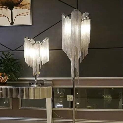 Postmodern tassel living room decoration floor lamp light luxury style art bedside counter lamp creative hotel model room lamp