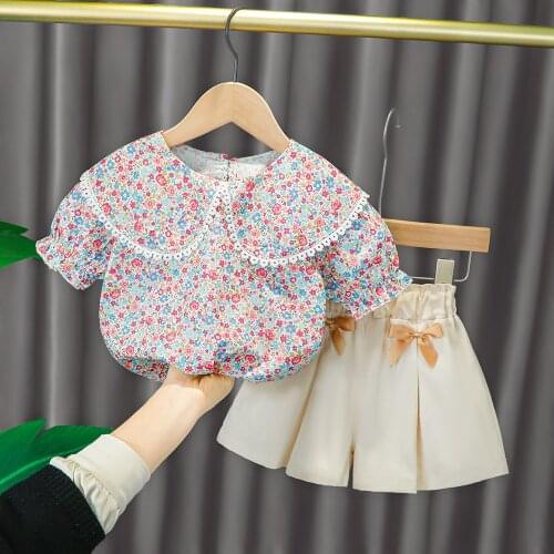 Summer Baby Girls Clothes Casual Fashion Flower T-Shirt Pants 2pcs Suits for Infant Baby Girl Clothing Set Toddler Outfits