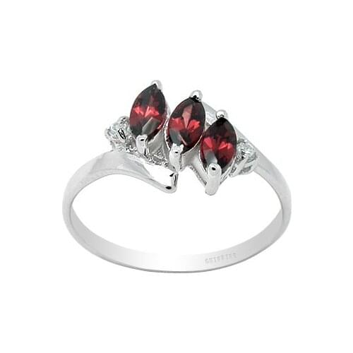 Fashion Garnet Silver Ring for Daily Wear 2.5mm*5mm VVS Grade Natural Garnet Silver Ring 925 Silver Garnet Jewelry Gift for Girl