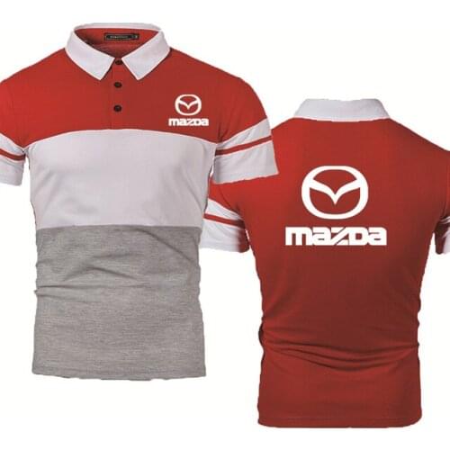 2021 New Summer Mens short sleeve Mazda Car Logo casual Cotton Slim fit lapel-neck Polo shirt Solid color Mens short sleeve