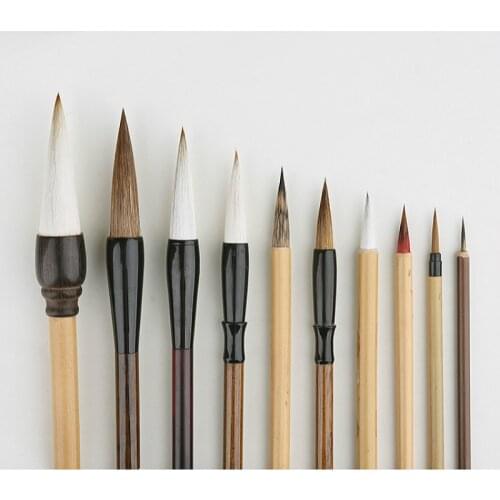 Chinese Paint Brushes Set 10pcs Chinese Meticulous Landscape Painting Calligraphy Brush Pen Freehand Paint Brush Script Pen
