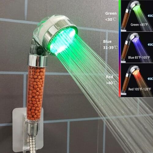 Bathroom 3/7 Colors Changes Led Shower Head High Pressure Water Saving Rainfall Negative Ion Filter Spa Shower Head