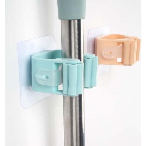 On The Wall Mount Hanging Self-adhesive Hooks Mop Broom Holder for Bathroom Storage Tools Gadgets