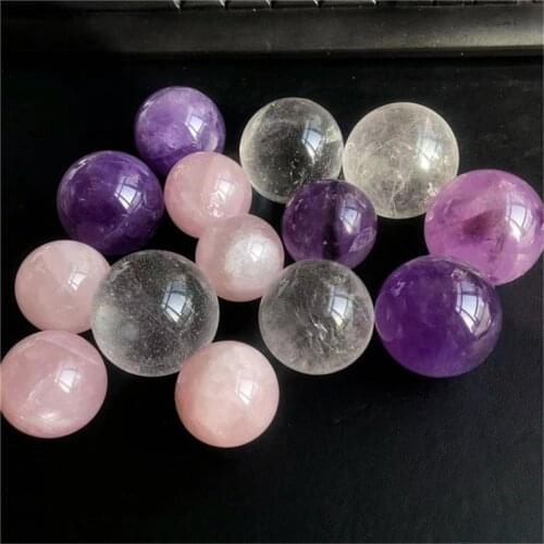 Natural rose quartz ball small size mixed material sphere healing crystal for home decoration