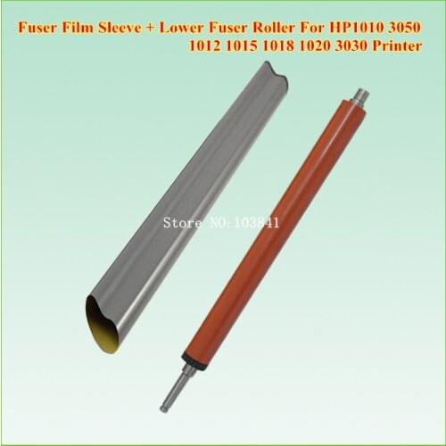 New 1PC RC1-2135-000 Lower Fuser Pressure Roller + 1PC Fuser Film Sleeve for HP 1010 1012 1015 1018 1020 3020 3030 LBP2900