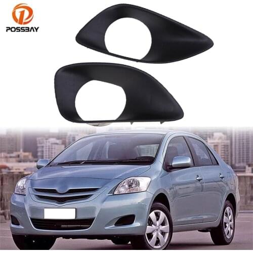 POSSBAY 1 Pair Front Bumper Lower Fog Lamp Frame Black Foglight Grille Cover Bezel Car Styling for Toyota Yaris Sedan 2007-2013