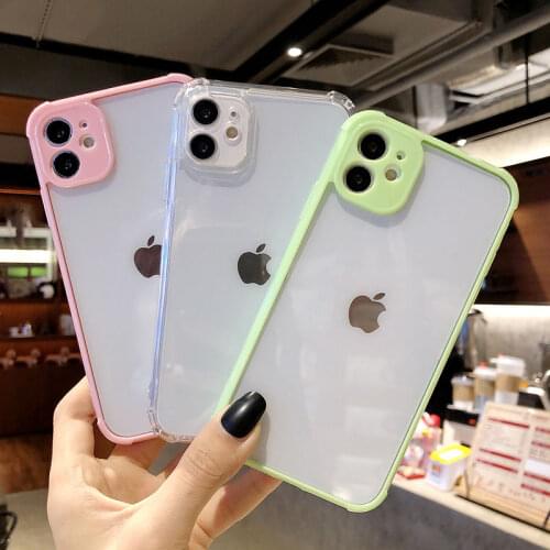 Candy Color Camera Protection Transparent Phone Case For iPhone 12 Pro 11 Pro Max XR X XS Max 7 8 Plus 12 Mini 11 Soft TPU Cover