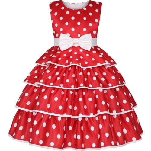 Dot Christmas Wedding Dress 2021 Bridesmaid Dresses Costume Dress Mesh Formal Dress For Girls Evening Dress For 3-10 Age