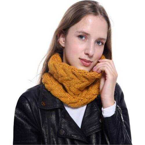 2020 New Winter Scarf Knitted Soft Wool Collar Solid Neck Warmer Shawl Wrap Warmer Crochet Women Scarves Female Scarves