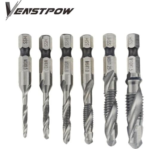 1pc Thread M3 M4 M5 M6 M8 M10 Screw Tap Drill Bits Hss Taps Countersink Deburr Metric High Speed Steel 1/4 IN Quick Change Hex