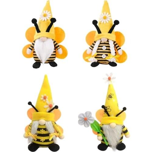 Spring Easter Bumble Bee Gnome Tomte Nisse Swedish Elf Home Farmhouse Kitchen Decor Shelf Tiered Tray Decorations