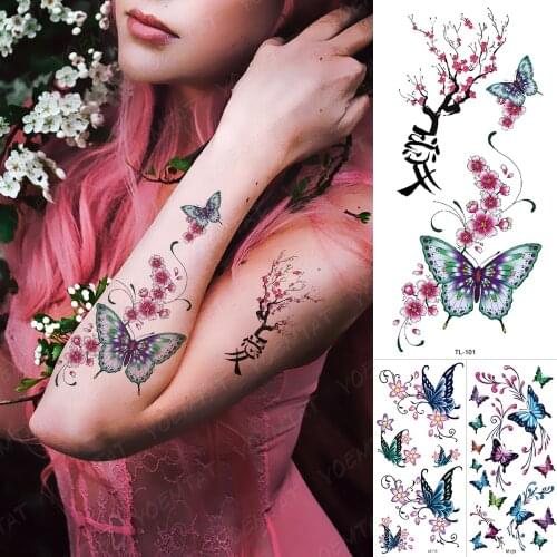 Waterproof Temporary Tattoo Sticker 3d Butterfly Fake Tatto Flash Snake Feather Tatoo Body Art Tatouage For Girl Women Men