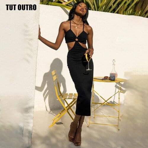 2021 Summer Beach Long Dress Women Sexy Sleeveless Spaghetti Straps Hollow Out Backless Slim Bodycon Party Midi Dresses Vestidos