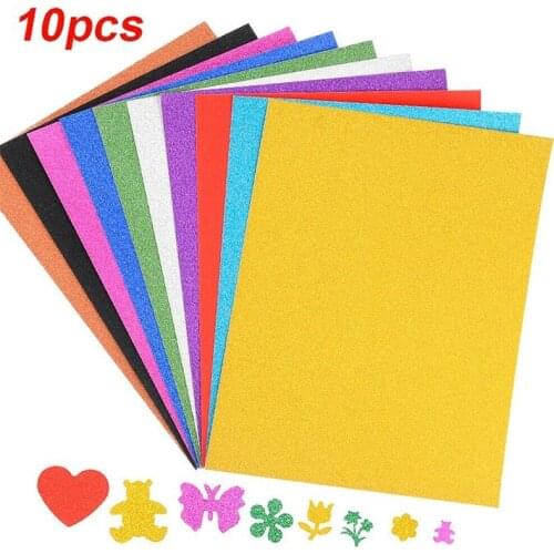 10Pcs Gold Powder Glitter Thick Foam Paper DIY Foamiran Glitter Foam Paper Craft Craft Scrapbooking Paper Origami Colored Decor